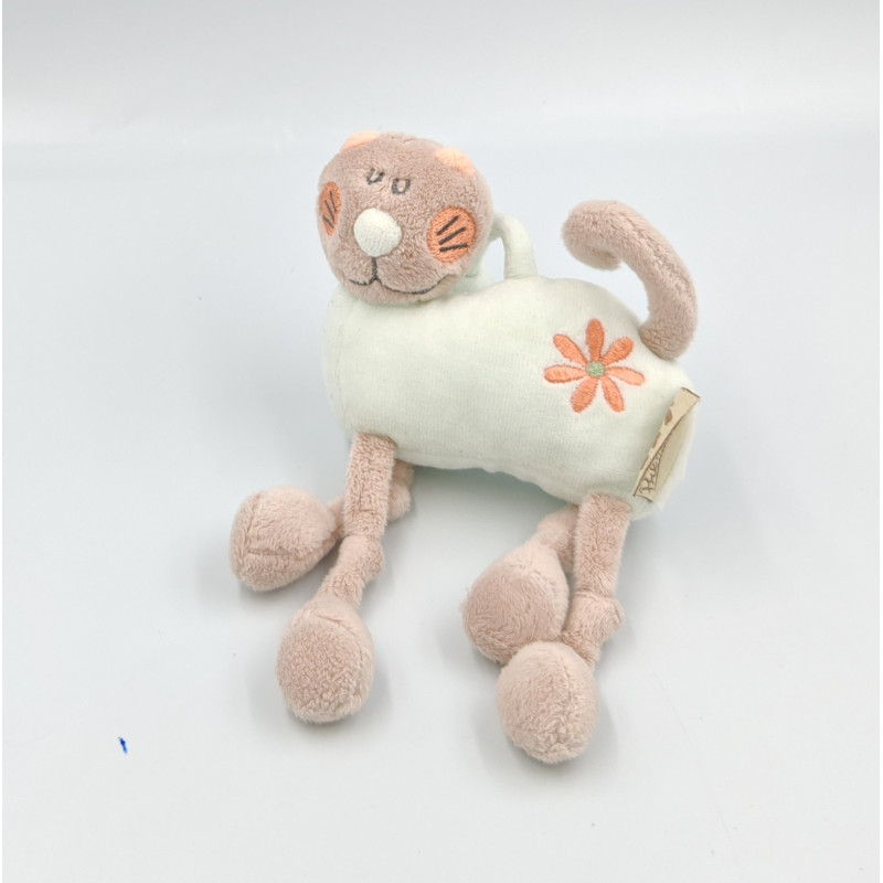 Mini doudou chat beige bleu TOP TRIO PREMAMAN