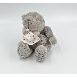 Doudou ours gris mouchoir coeurs ME TO YOU