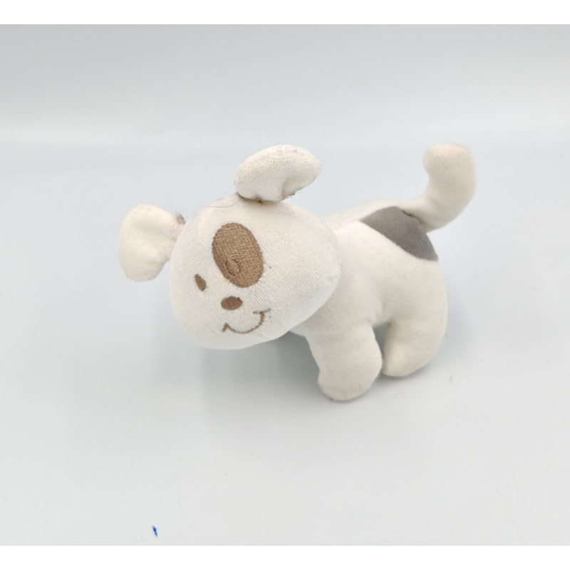 Mini doudou chien blanc gris