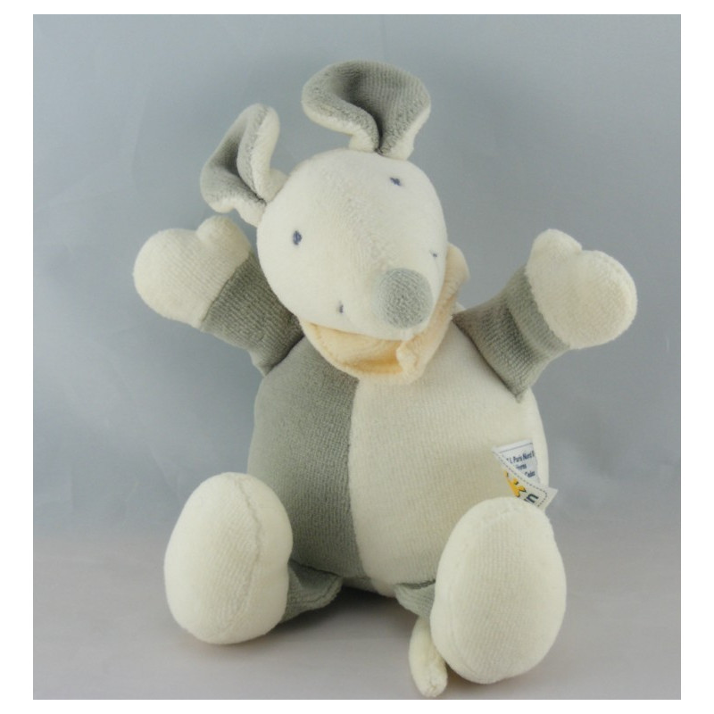 Doudou plat souris blanche foulard bleu marine BABYSUN