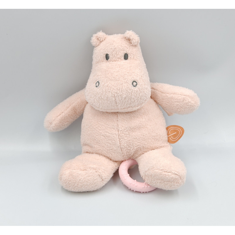 Doudou musical hippopotame rose saumon Susie et Bonnie NATTOU