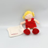 Doudou poupée fille rouge mouchoir