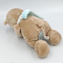 Doudou musical ours marron beige foulard bleu Mia et Basile NATTOU