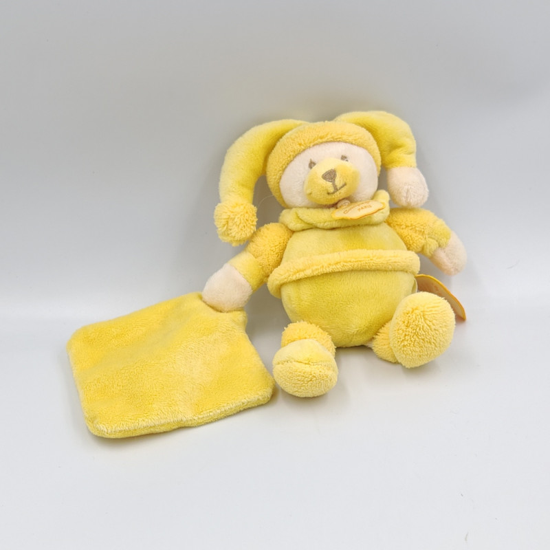 Doudou et compagnie ours jaune mouchoir douceur macaron