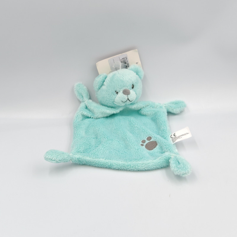 Doudou plat ours bleu empreintes NICOTOY