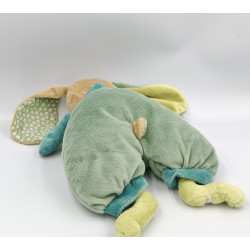 Doudou lapin vert bleu fleurs BUKOWSKI