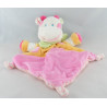 Doudou plat vache rose pois foulard rayé rose NICOTOY