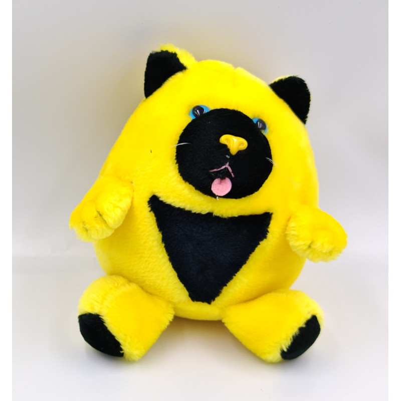 Ancienne Peluche ours chat jaune noir EFFEM PURDY 1988