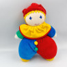 Doudou lutin clown arlequin jaune vert rouge bleu LUCKSON