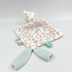 Doudou plat chat panthère blanc beige bleu LEA NATTOU