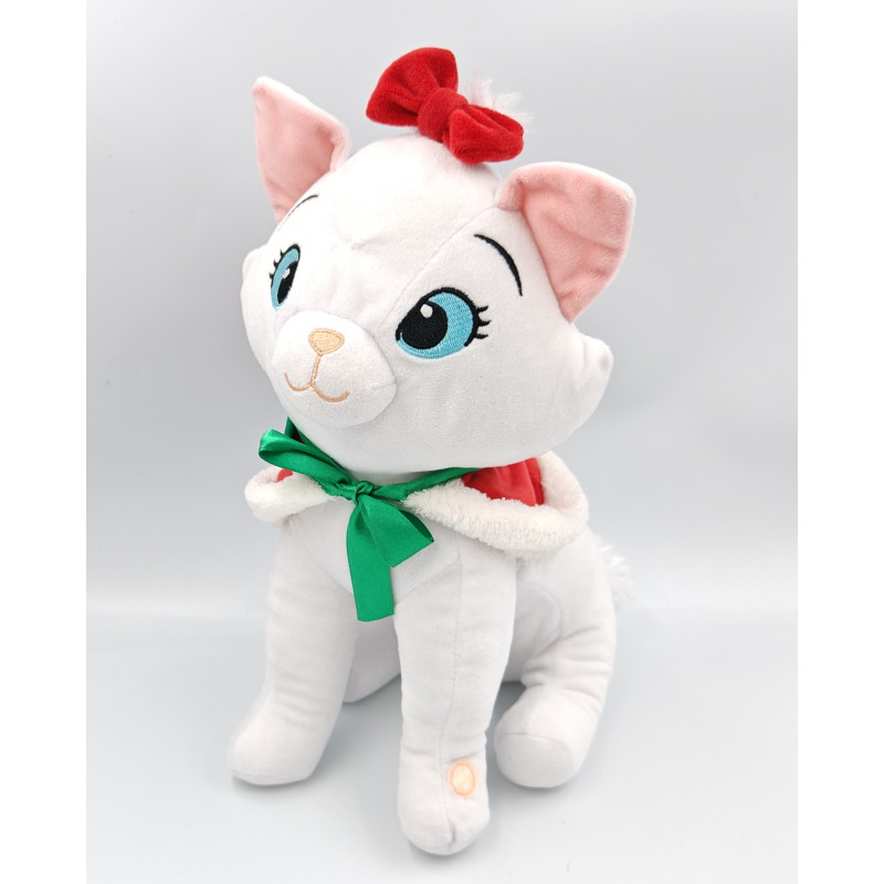 Peluche sonore Chat blanc Marie cape rouge de Noël Les Aristochats Disney