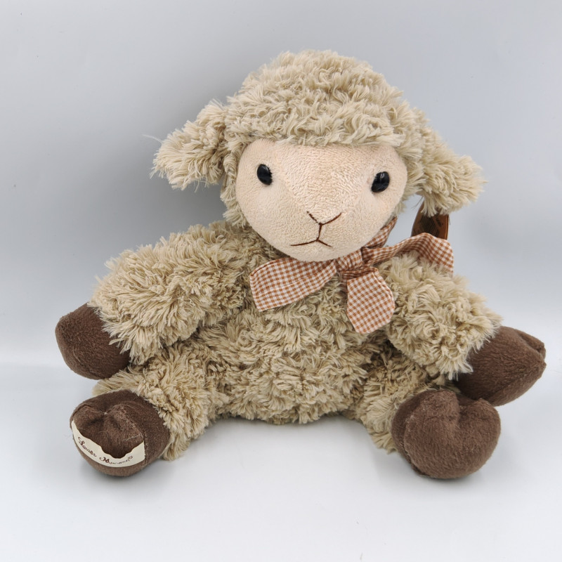 Doudou peluche mouton beige marron LOUISE MANSEN