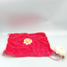 Doudou plat carré vache rose fleur DPAM