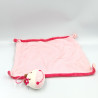 Doudou plat carré vache rose fleur DPAM