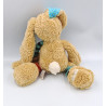 Doudou lapin beige vert bleu rouge pois rayures BUKOWSKI