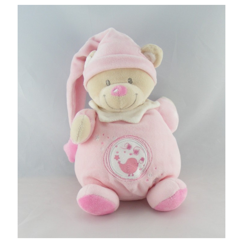 Doudou ours boule rose oiseau étoile NICOTOY NEUF