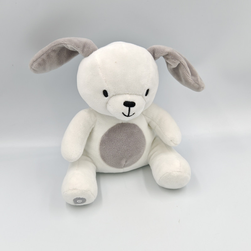 Doudou lapin chien blanc gris PREMAMAN