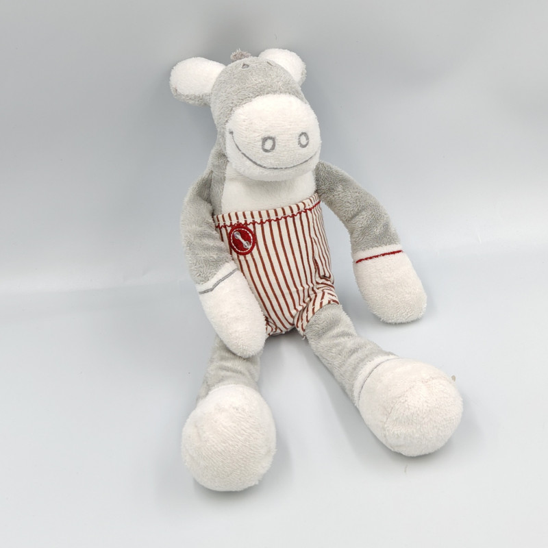 Doudou Ane Paco gris rayé rouge NOUKIE'S