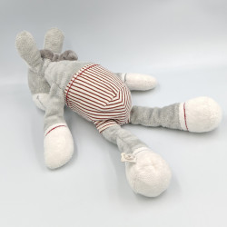 Doudou Ane Paco gris rayé rouge NOUKIE'S