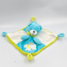 Doudou plat ours blanc bleu vert MOTS D'ENFANTS