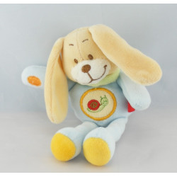 Doudou chien lapin bleu ciel escargot brodé TEX