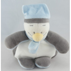 Doudou plat pingouin bleu blanc gris BENGY