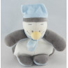 Doudou plat pingouin bleu blanc gris BENGY