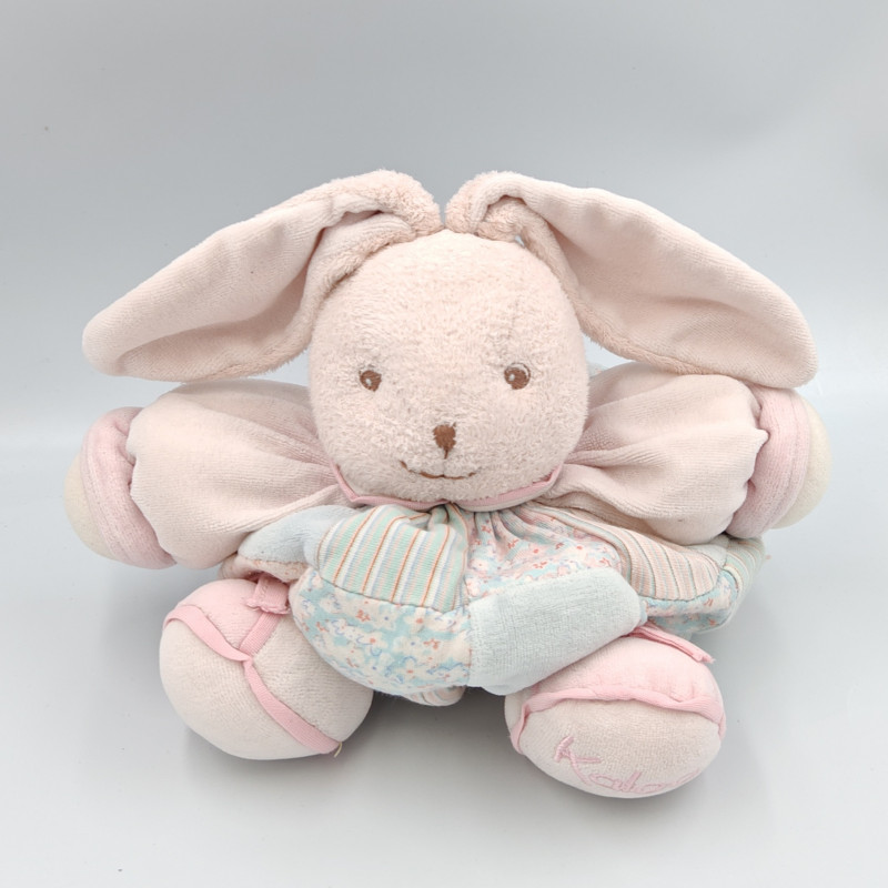 Doudou Lapin rose bleu fleurs patchworks Liliblue KALOO
