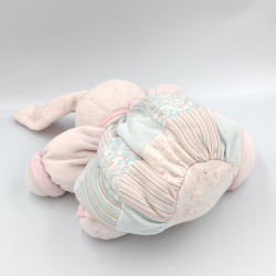 Doudou Lapin rose bleu fleurs patchworks Liliblue KALOO