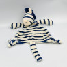 Doudou plat zèbre rayé blanc bleu OSGOOD TEXTILE