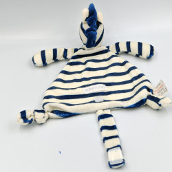 Doudou plat zèbre rayé blanc bleu OSGOOD TEXTILE