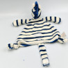 Doudou plat zèbre rayé blanc bleu OSGOOD TEXTILE