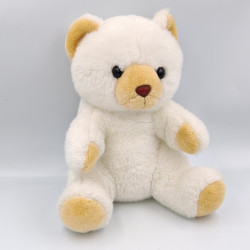 Ancienne peluche ours blanc beige nez rouge