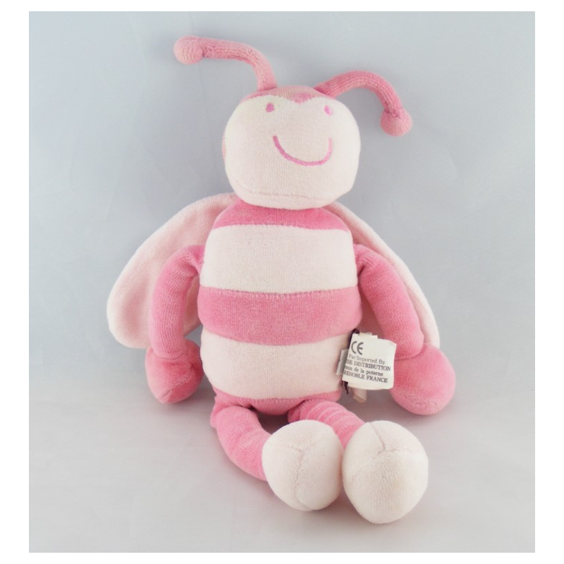 Doudou abeille papillon rose rayé MARESE