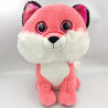 Peluche renard rose blanc gros yeux brillant PICWICTOYS