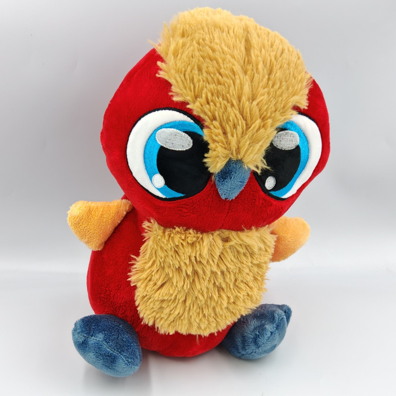 Peluche oiseau hibou chouette rouge AUCHAN