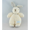 Doudou lapin beige écru fleur vichy bleu NOUNOURS