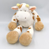 Doudou Vache blanche taches marron Nicotoy