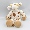 Doudou Vache blanche taches marron Nicotoy