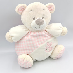 Doudou ours rose blanc abeille GIPSY
