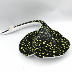 Peluche poisson raie manta blanche noir jaune tachetée NATURE PLANET