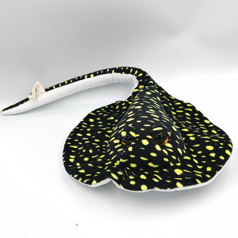 Peluche poisson raie manta blanche noir jaune tachetée NATURE PLANET