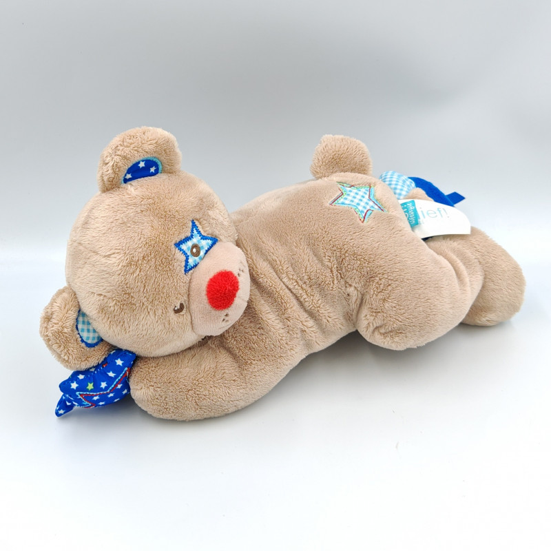 Doudou musical ours bleu beige vert étoile LIEF
