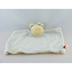 Doudou plat Vache bleu jaune foulard vert Tex