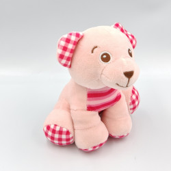 Doudou ours rose rayé vichy ZD TRADING