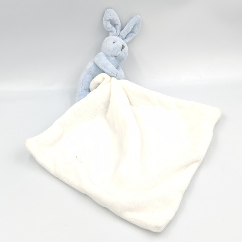 Doudou lapin bleu mouchoir blanc JACADI