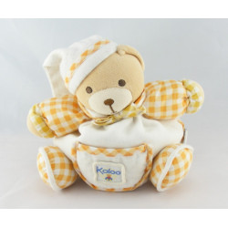 Doudou ours carreaux orange avec bébé KALOO