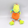 Doudou musical crocodile orange bleu vert fleurs coeurs BABYSUN