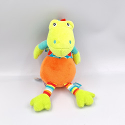 Doudou musical crocodile orange bleu vert fleurs coeurs BABYSUN