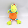 Doudou musical crocodile orange bleu vert fleurs coeurs BABYSUN